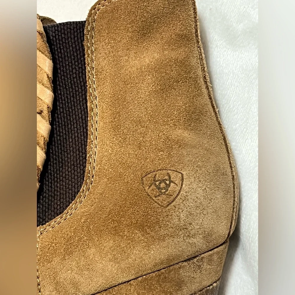 Ariat Women's Tan Brown Leather Wedge Ankle Boots Size 9.5 - Picture 13 of 14